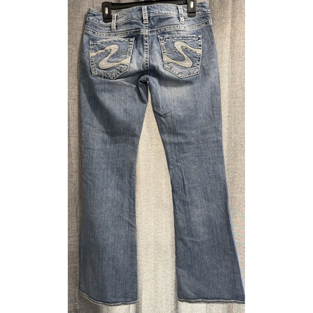 Silver Jeans Womens lightly Distressed Tuesday 20" Bootcut 30x33 White Stitch - Picture 3 of 10